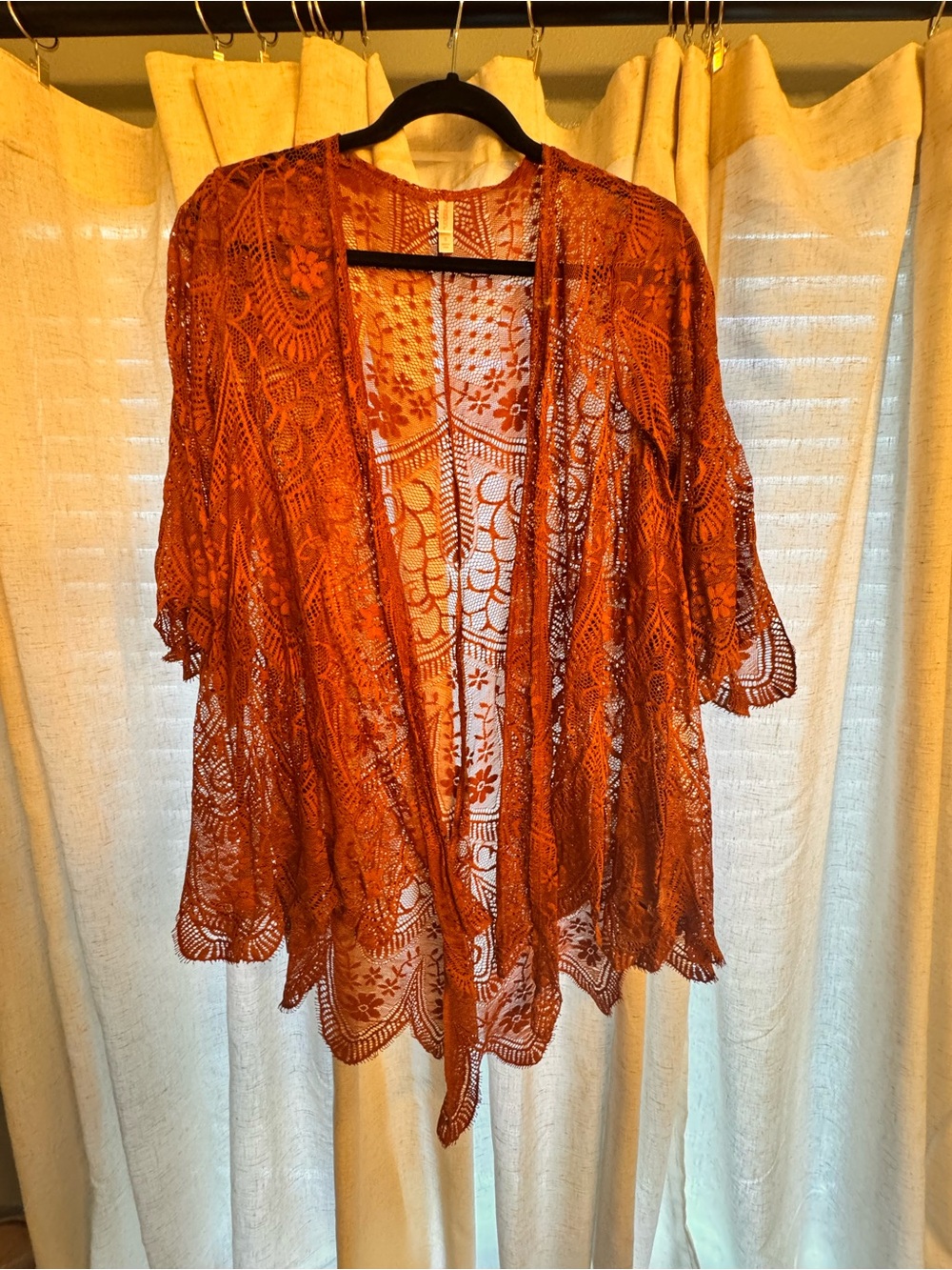 Xhilaration Orange Lace Open-Front Kimono